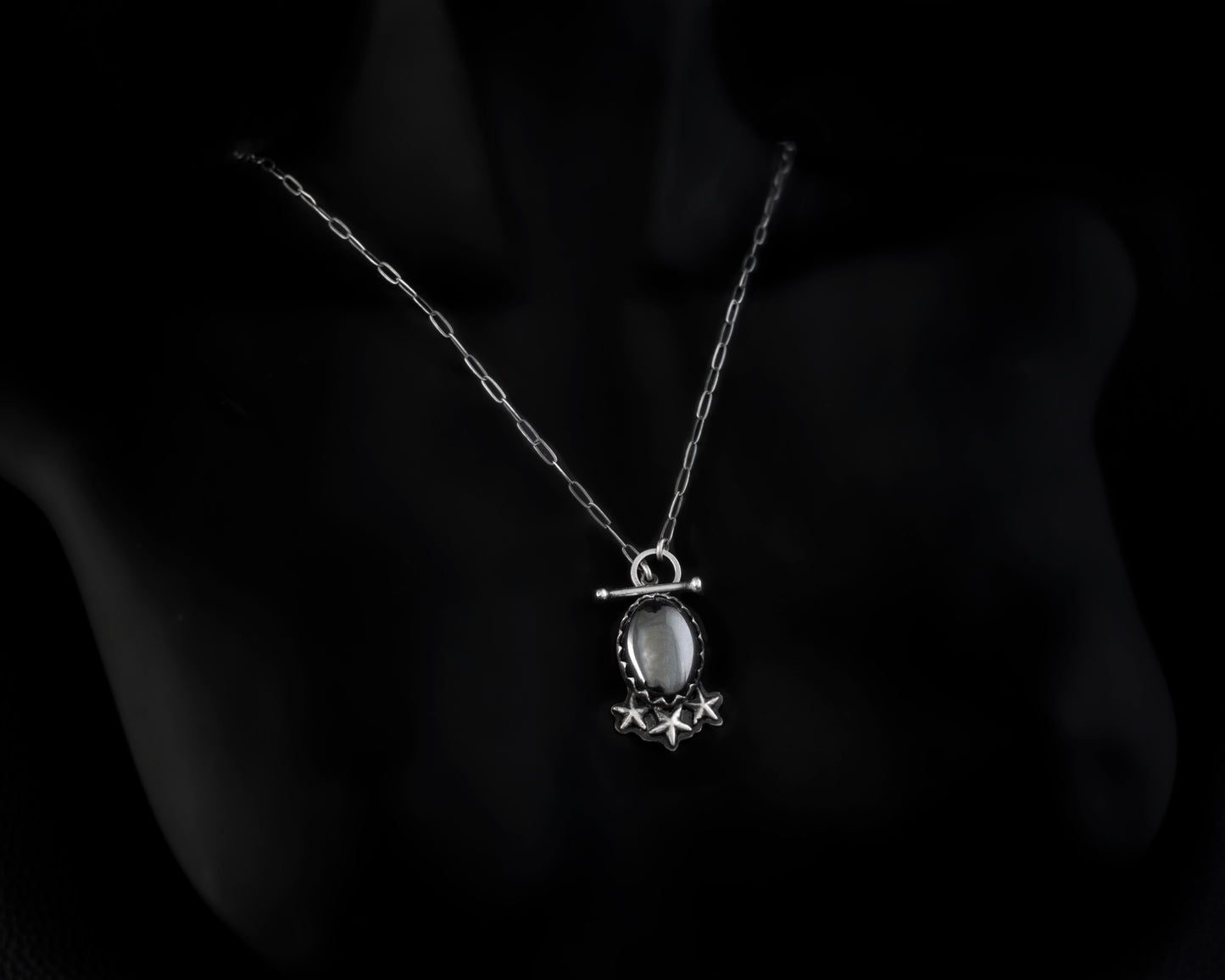 EKRJ555 Hematite Star Silver Necklace