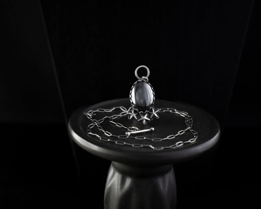 EKRJ555 Hematite Star Silver Necklace