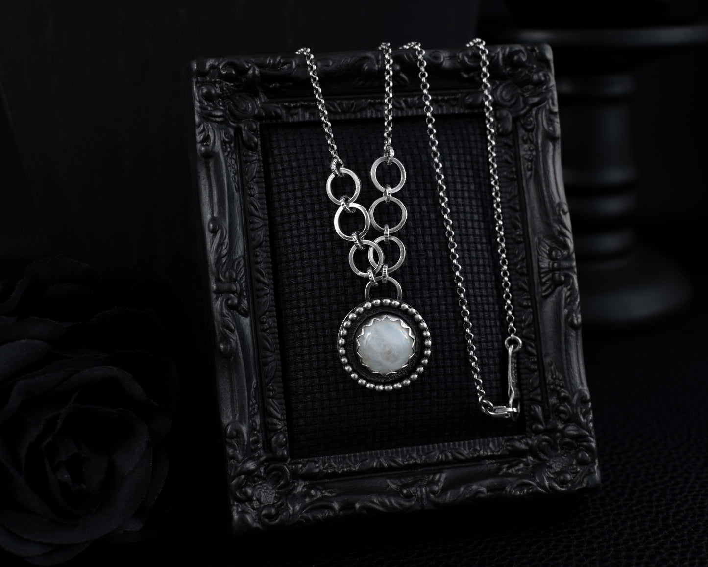 EKRJ559 Moonstone Handmade Silver Necklace