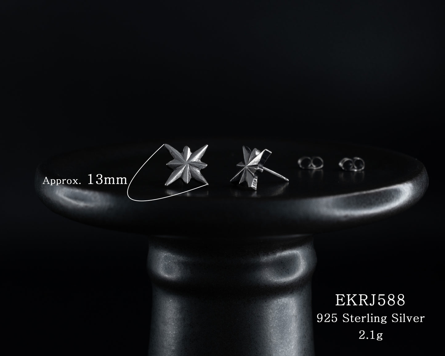 EKRJ588 Minimalist North Star Handmade Silver Earrings