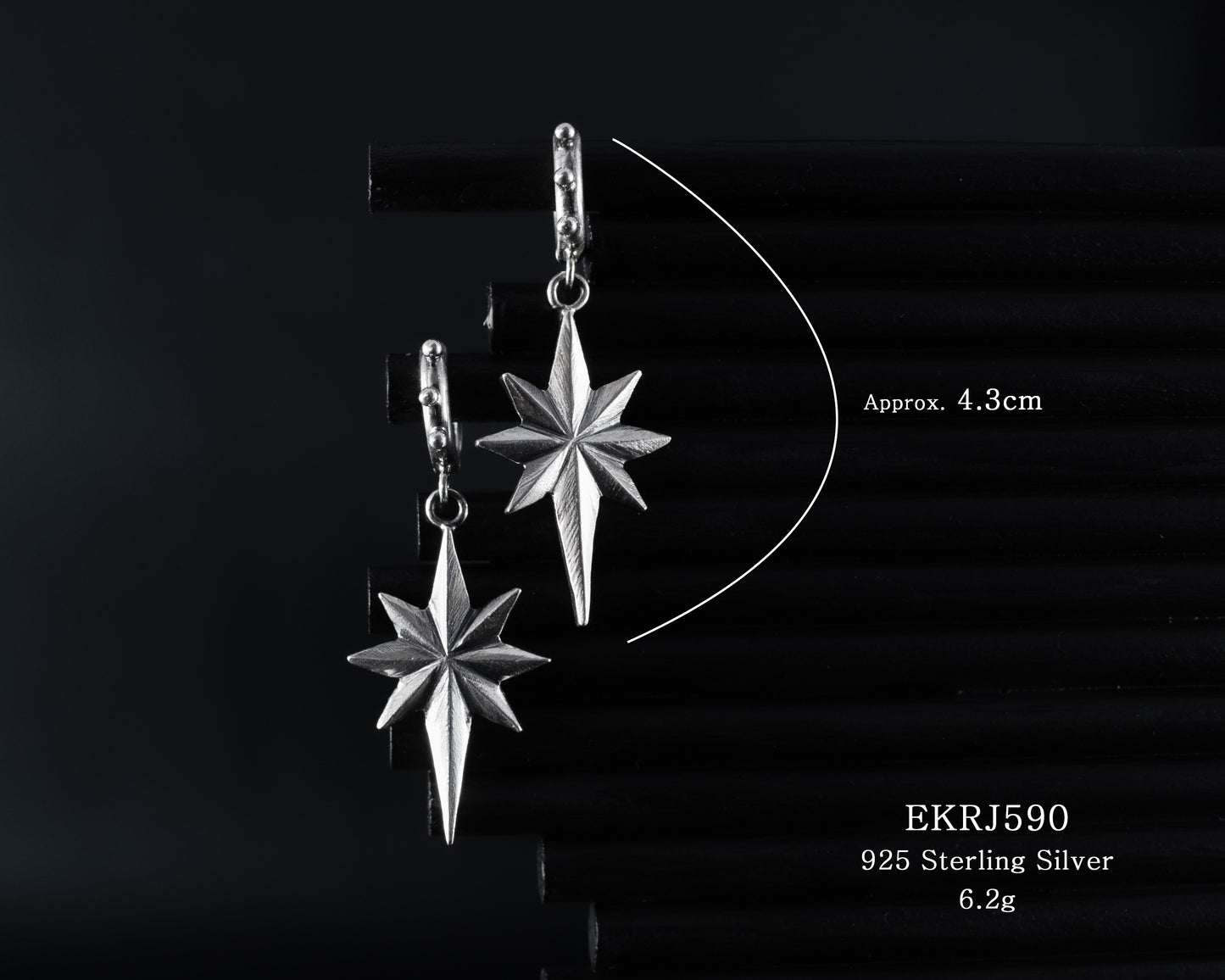 EKRJ590_North Star One-of-a kind Handmade Silver Earrings