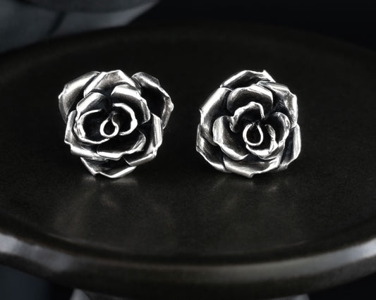 EKRJ596_Blooming Rose Handmade Silver Earrings