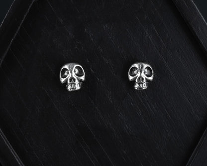 EKRJ371 Handmade Skull Silver Earrings