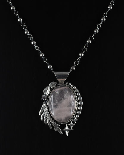 #620 Rose Quartz Silver Necklace | Custom Order
