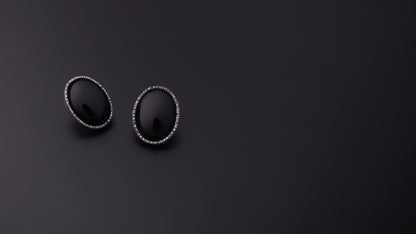 EKRJ387_Handmade Black Onix Silver Earrings